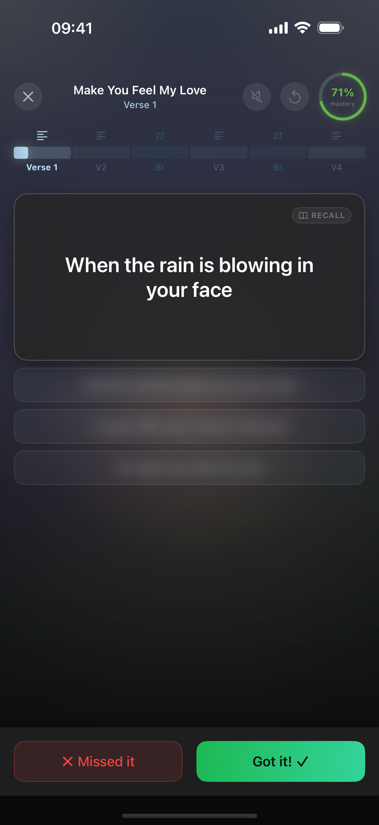 Practice mode — reveal and rate