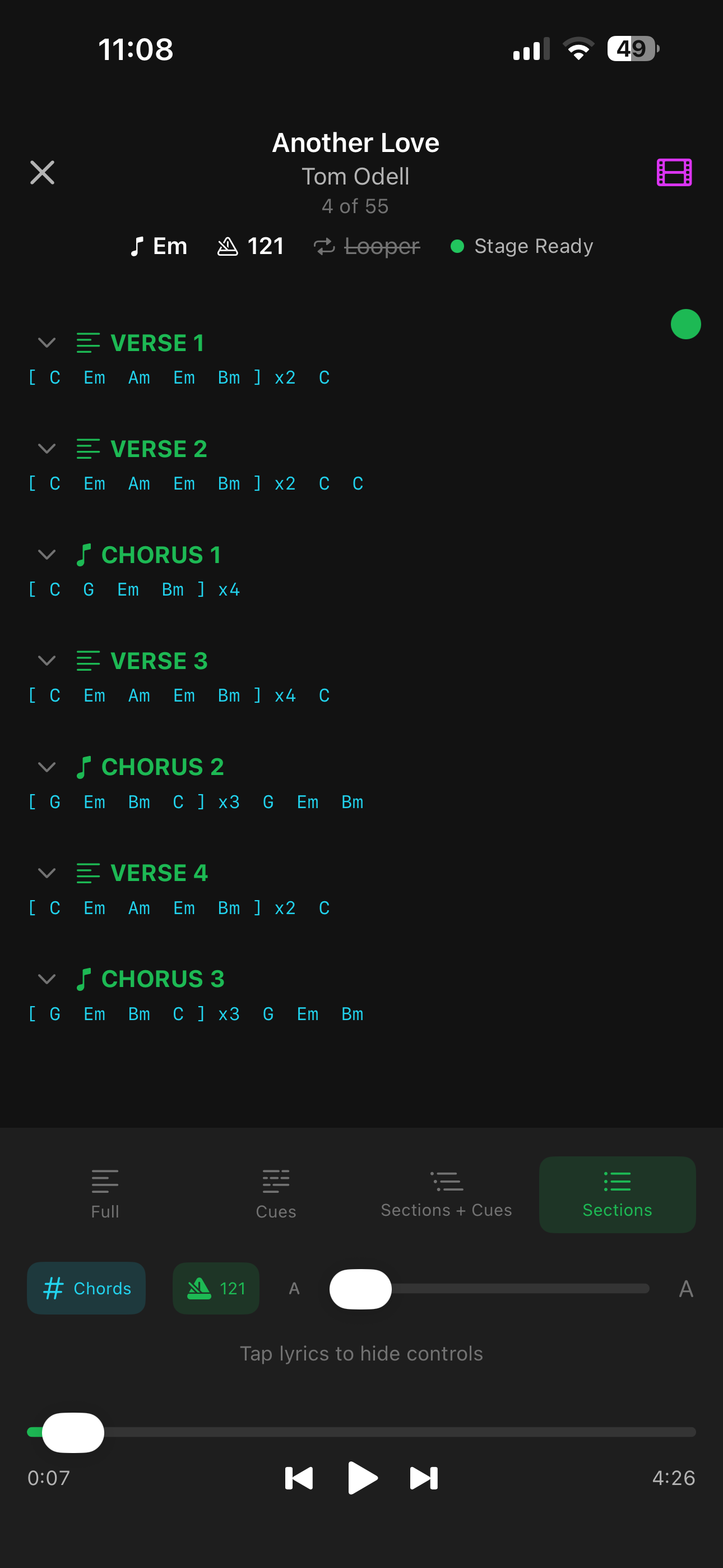 Sections only — minimal on-stage reference