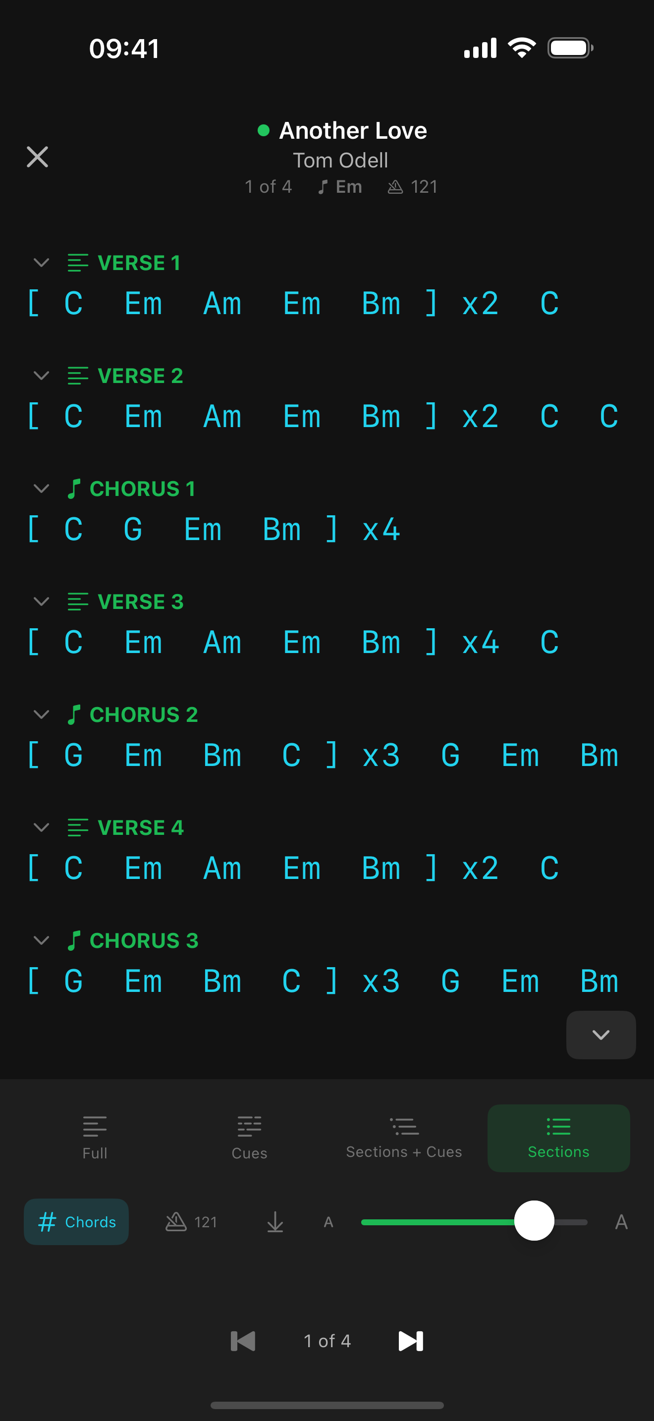 Sections only — minimal on-stage reference