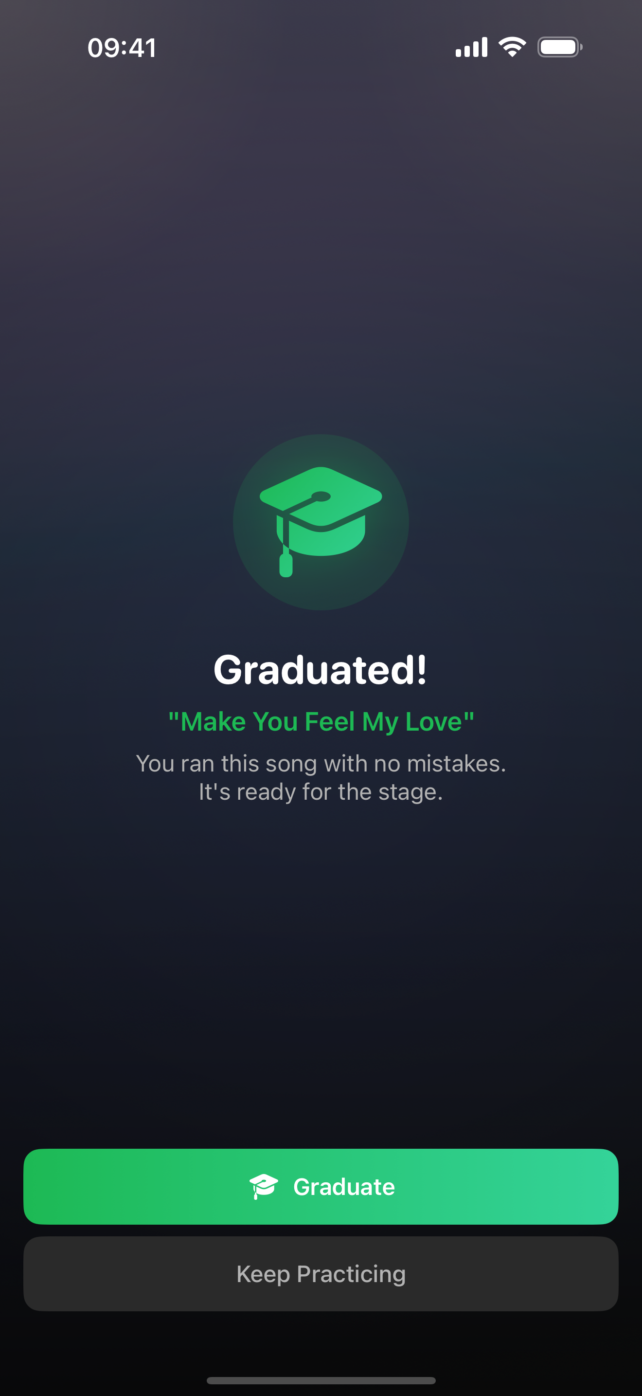 Graduated — song is ready for the stage