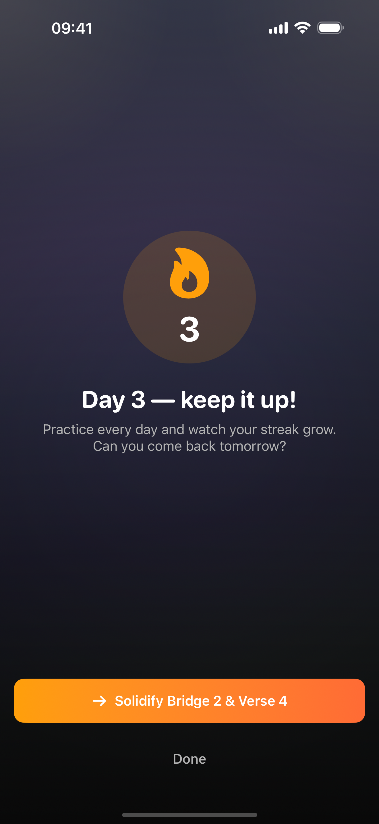 Daily practice streak