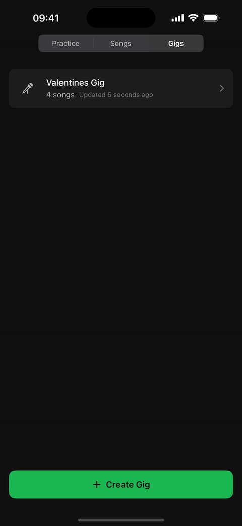 Building a gig setlist